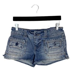 American Eagle Outfitters Super Low Rise Denim Shorts Size 2 Light Wash NEW 2"